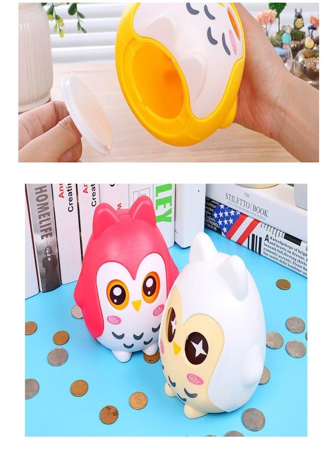 Puthak Plastic Owl Shaped Piggy Bank Cartoon Money Coins Bank Saving Box, Pack of 1 (Multicolor) - Image 5